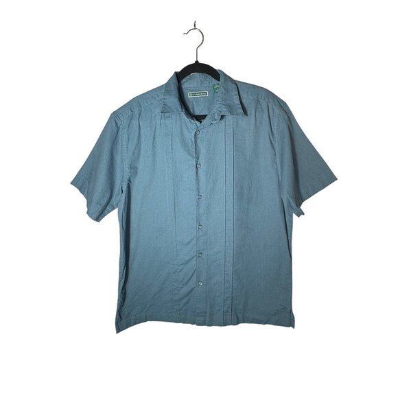 Cubavera Men's Size Large Blue Cotton Linen Blend Casual Button Up Shirt - Picture 1 of 4